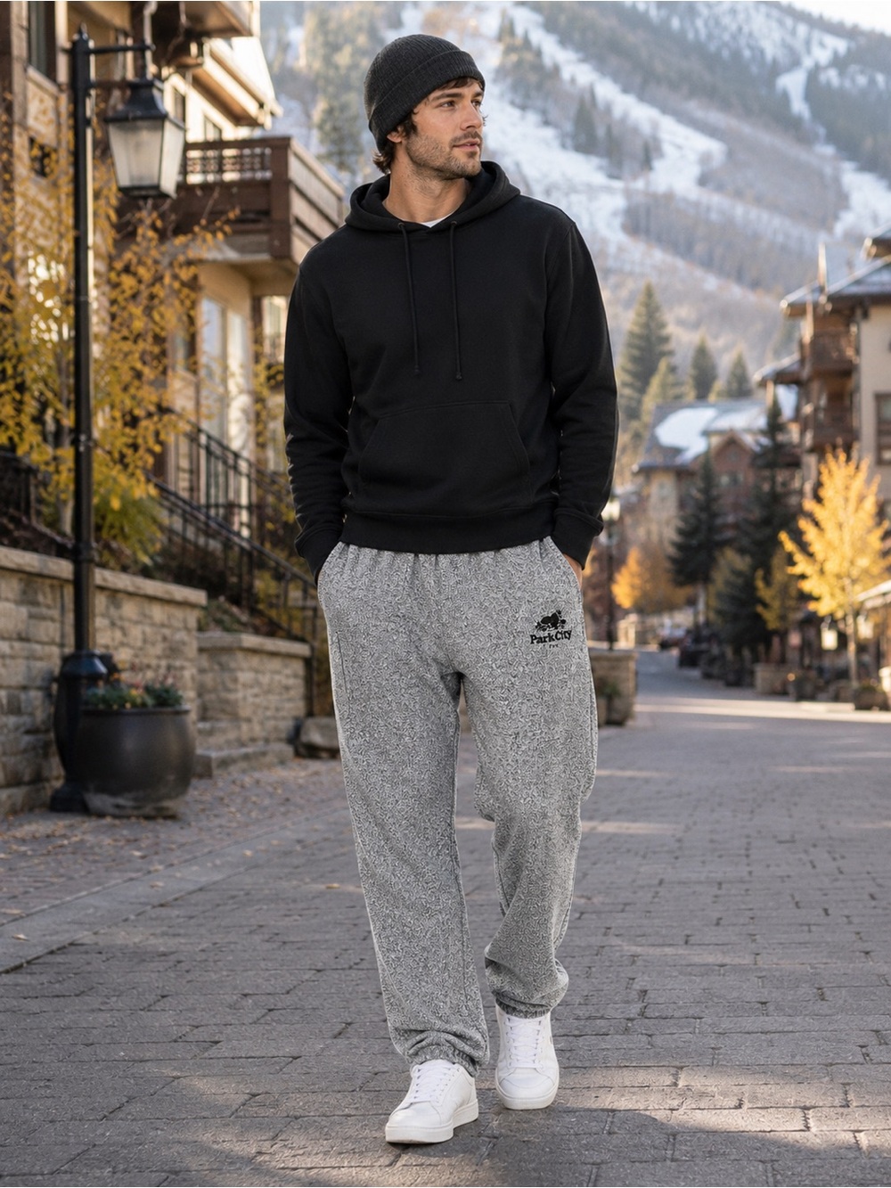 Roots Park City Salt & Pepper Sweatpants Men’s Small Gray Cotton Lounge Joggers